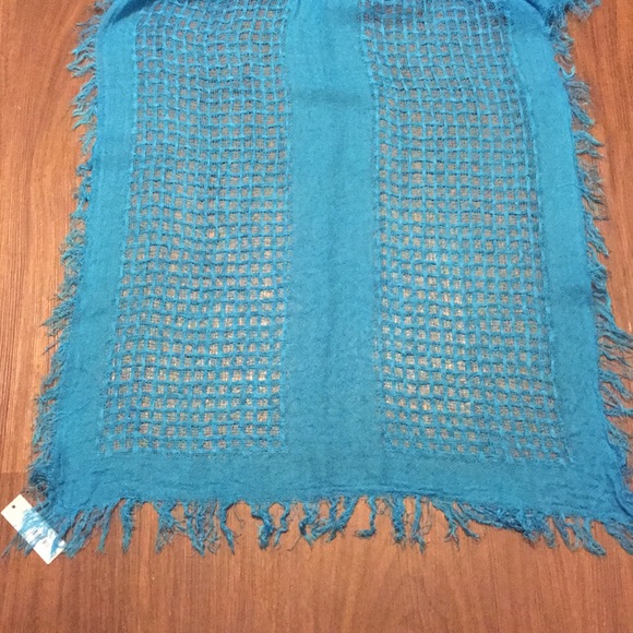 2/$15 NWT Apt 9 azure knit scarf with fringe - Picture 3 of 5